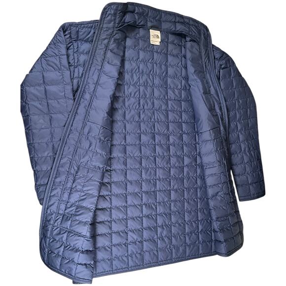 The North Face ThermoBall Eco Long Jacket Small Navy Blue Lightweight Puffer Coa - Picture 2 of 14